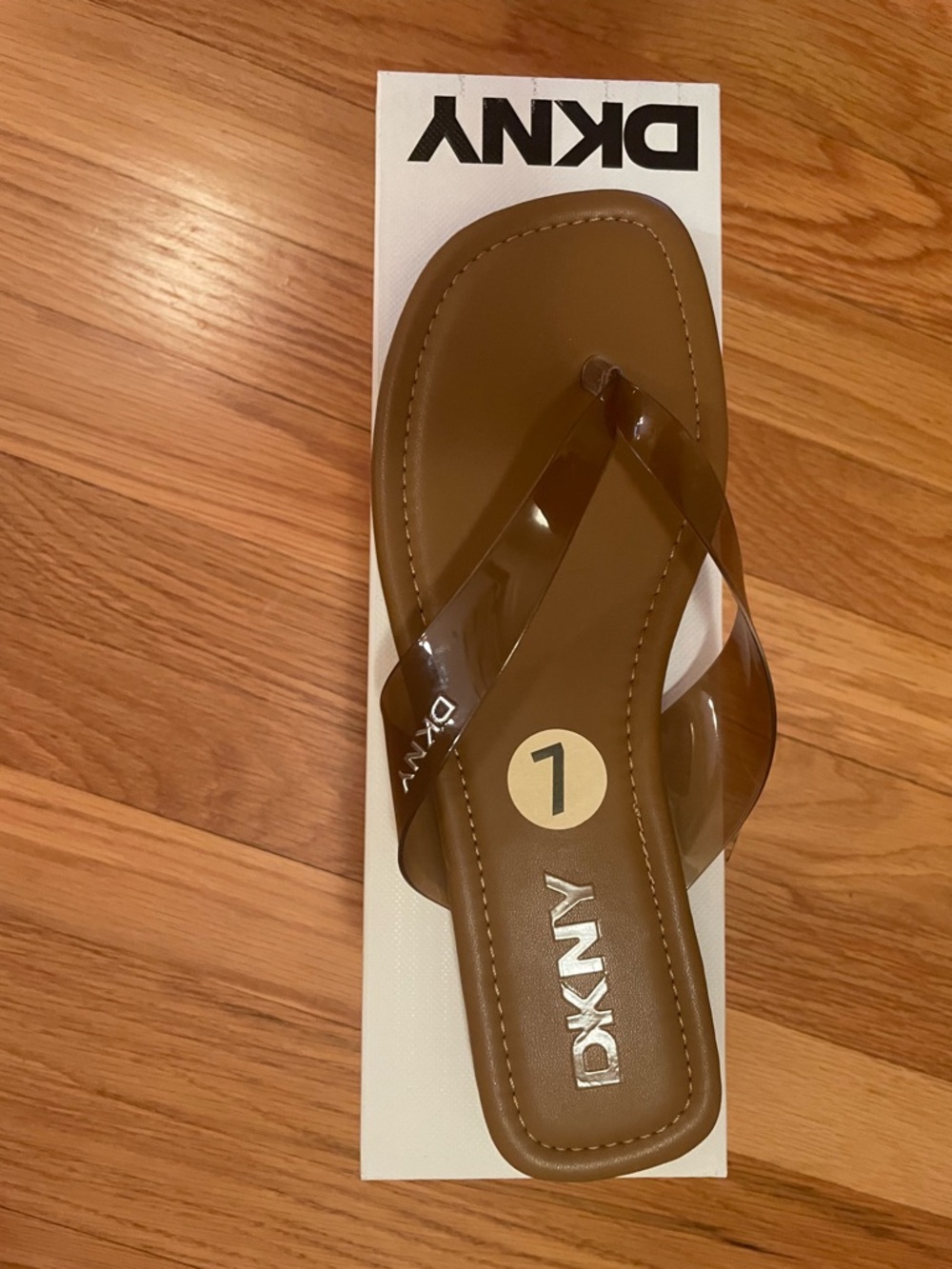 DKNY Brown Jelly Strap Thong Sandals